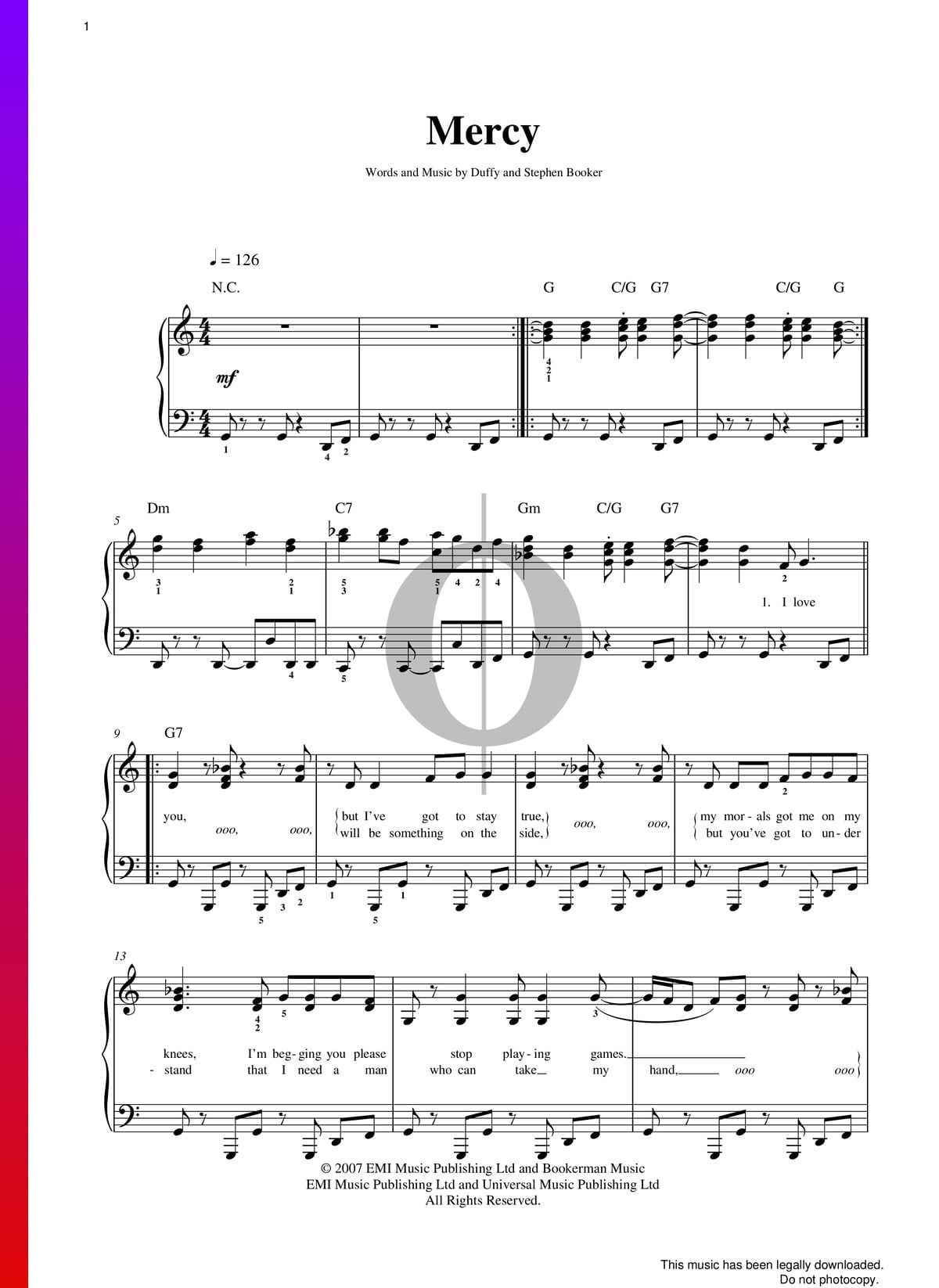 ▷ Mercy Sheet Music - PDF Download Streaming - OKTAV