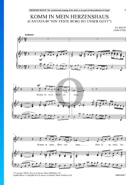 Ein feste Burg ist unser Gott, BWV 80: No 4. Komm in mein Herzenshaus Sheet Music