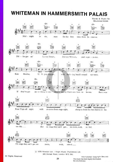 White Man In Hammersmith Palais Sheet Music