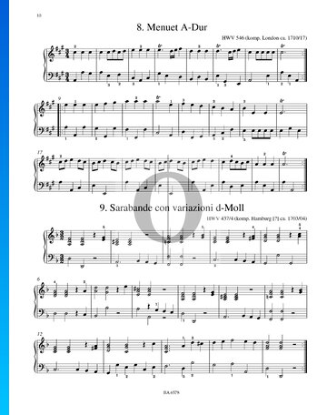 Sarabanda con variaciones en re menor, HWV 437/4 Partitura
