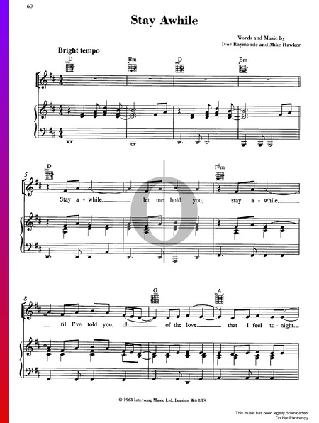 Stay Awhile Sheet Music