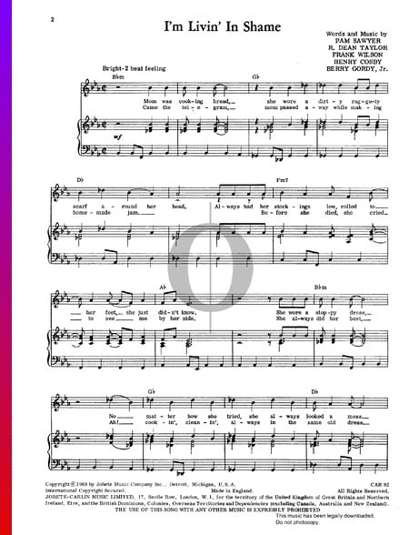 I'm Livin' In Shame Musik-Noten