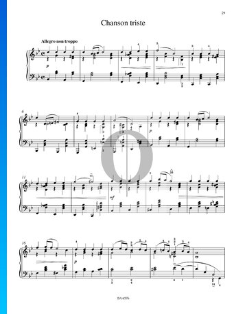 Chanson Triste, Op. 40 No. 2 Partitura