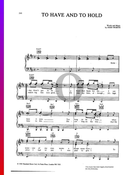 To Have And To Hold Sheet Music