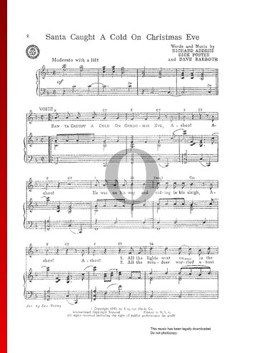 Santa Caught A Cold On Christmas Eve Partitura