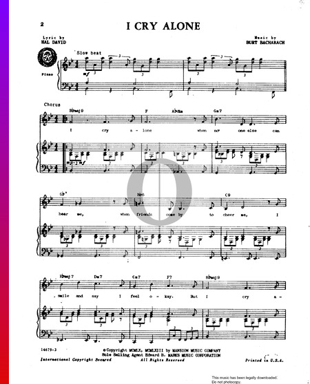 I Cry Alone Musik-Noten