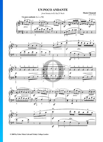 Sonata en re mayor, Op. 25 n.º 6: 2. Un Poco Andante Partitura
