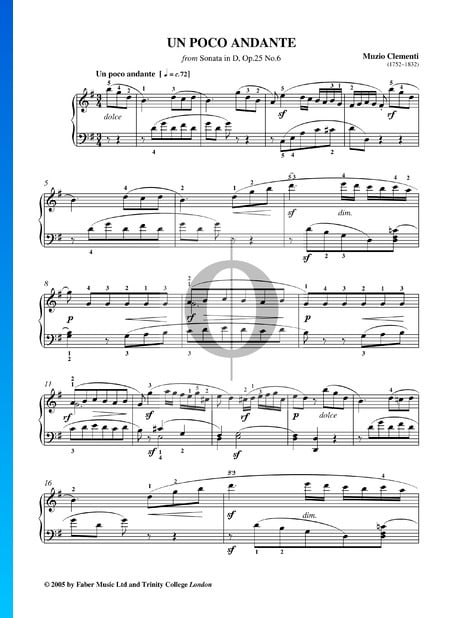 Sonata in D Major, Op. 25 No. 6: 2. Un Poco Andante Sheet Music
