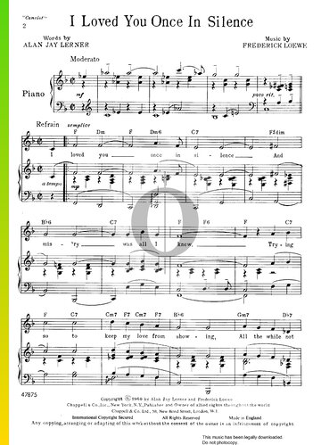 I Loved You Once In Silence Sheet Music