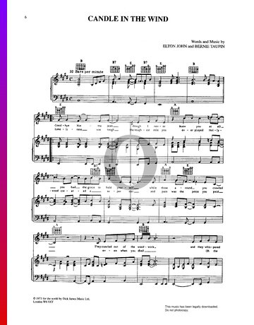 Candle In The Wind Partitura