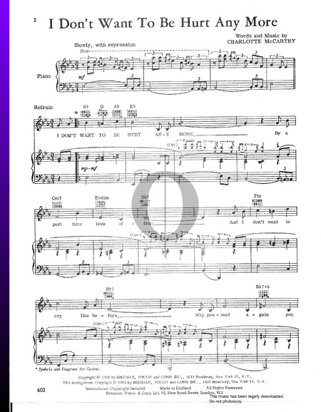 I Don't Want To Be Hurt Anymore Musik-Noten