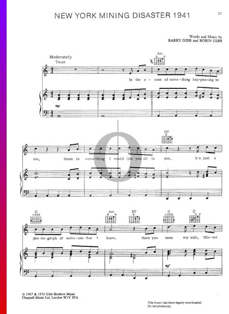 New York Mining Disaster 1941 Musik-Noten