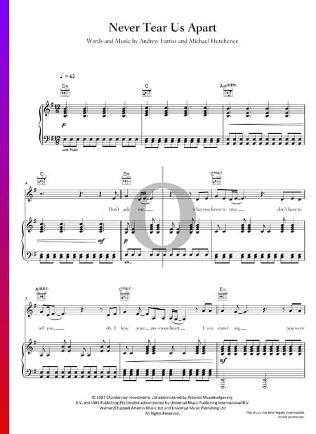 Never Tear Us Apart Sheet Music
