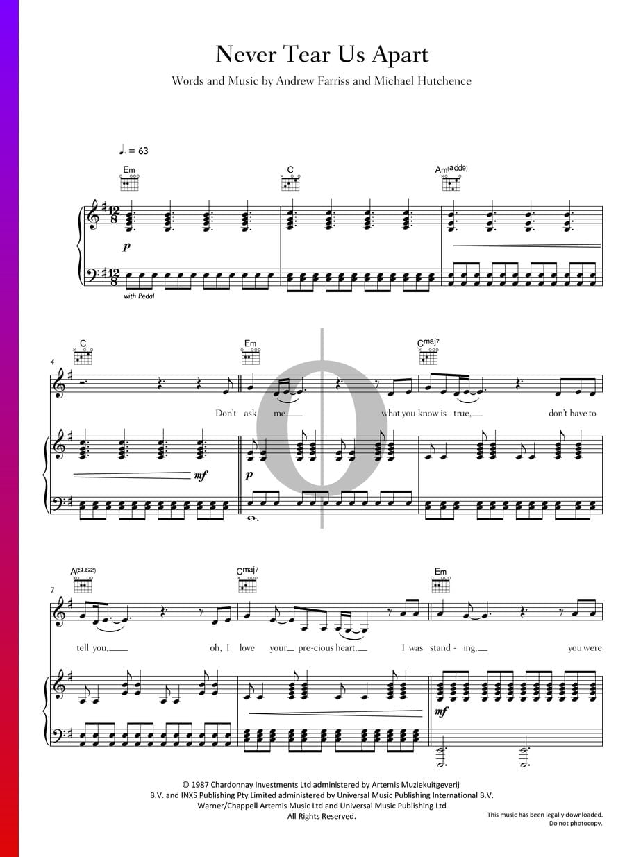 Never Tear Us Apart (INXS, Bishop Briggs) Piano Sheet Music - OKTAV