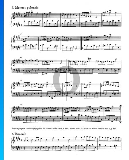 French Suite No. 6 E Major, BWV 817: 7. Bourrée Sheet Music