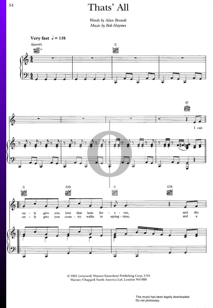 That's All (Bob Haymes) Piano Sheet Music - OKTAV