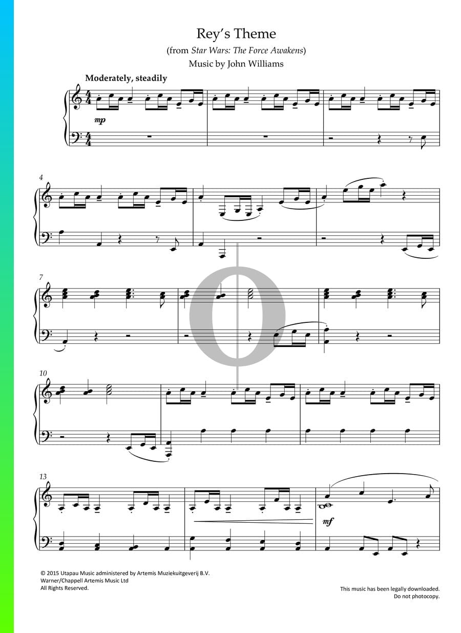 Rey's Theme Piano Sheet Music from Star Wars: Episode VII - The Force ...