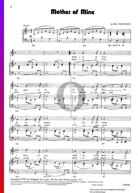 Mother Of Mine Musik-Noten