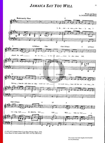 Jamaica Say You Will Sheet Music