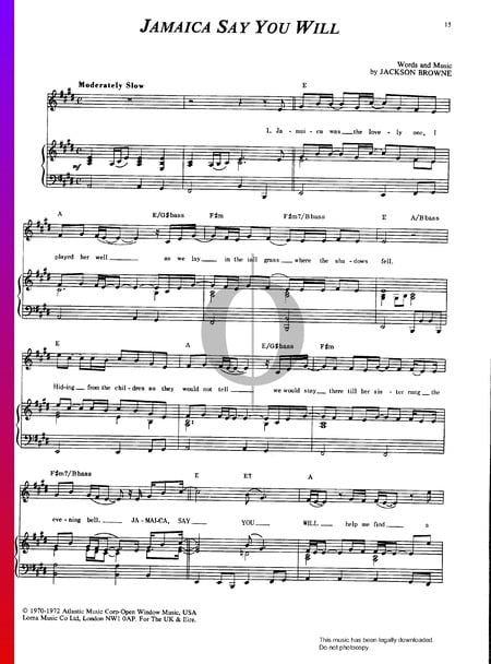Jamaica Say You Will Musik-Noten
