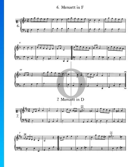 Minueto en fa mayor, n.º 6 Partitura