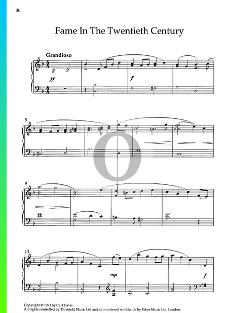 Fame In The Twentieth Century Musik-Noten