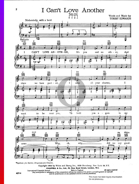 I Can't Love Another Musik-Noten