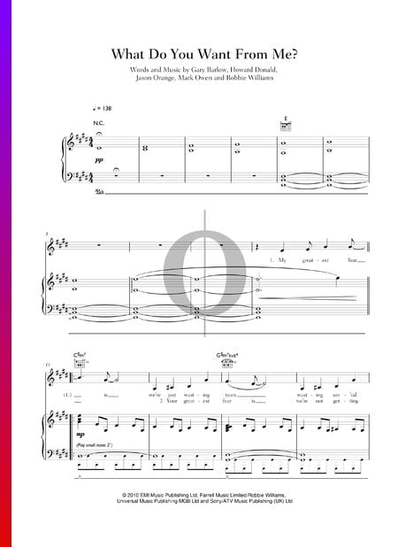 What Do You Want From Me Musik-Noten