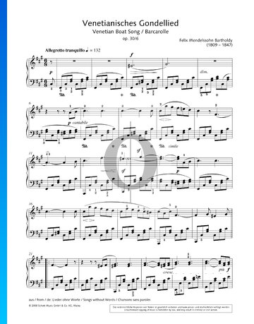 Canción de góndola (Venetianisches Gondellied), Op. 30 n.º 6 Partitura