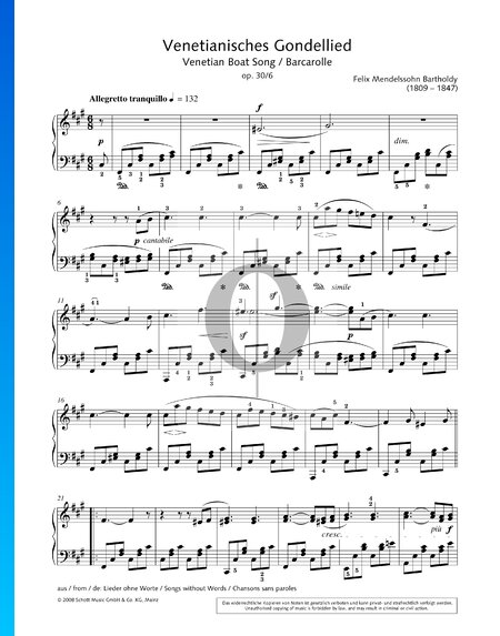 Venetianisches Gondellied, Op. 30 Nr. 6