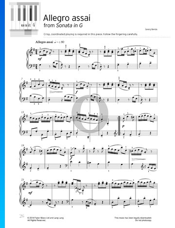 Sonata in G Major: 3. Allegro Assai Spartito