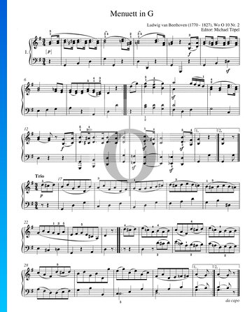 Minuet in G Major, WoO 10 No. 2 Spartito