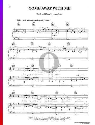 Come Away With Me Sheet Music
