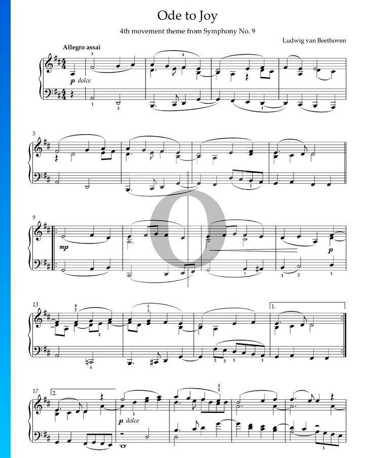 Ode to Joy (Ludwig van Beethoven) Piano Sheet Music - OKTAV