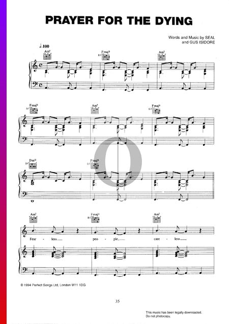 Prayer For The Dying Sheet Music