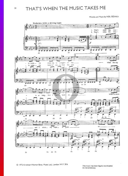 That's When The Music Takes Me Sheet Music