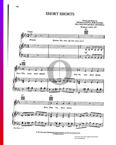 Short Shorts Musik-Noten