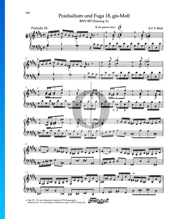 Preludio en sol sostenido menor, BWV 887 Partitura