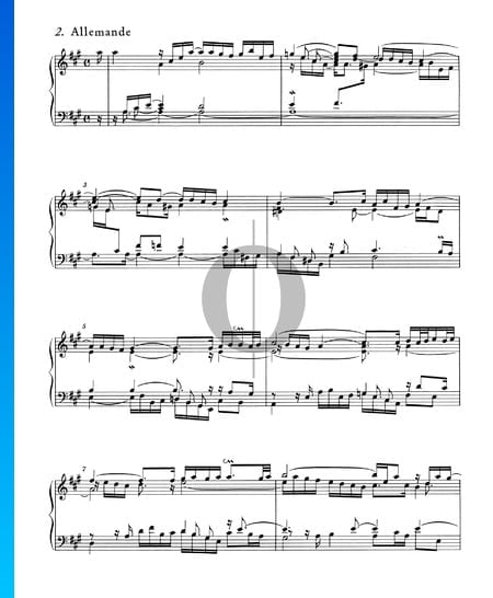 Suites Anglaises No. 1 en La Majeur, BWV 806: 2. Allemande Partition