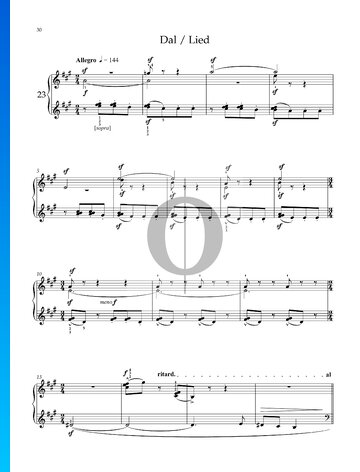 9 pequeñas Piezas para piano, Sz.82: n.º 6 Aire Partitura