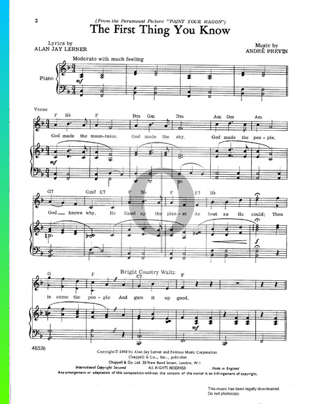 The First Thing You Know Sheet Music