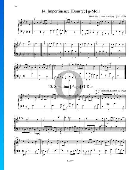 Sonatina (Fuga) in G-Dur, HWV 494 Musik-Noten