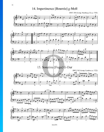 Sonatina (Fuga) in G Major, HWV 494 Sheet Music