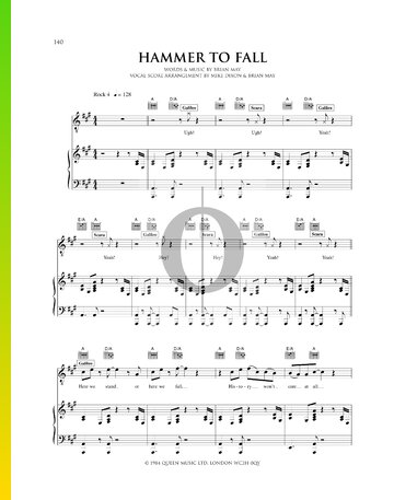 Hammer To Fall Partitura
