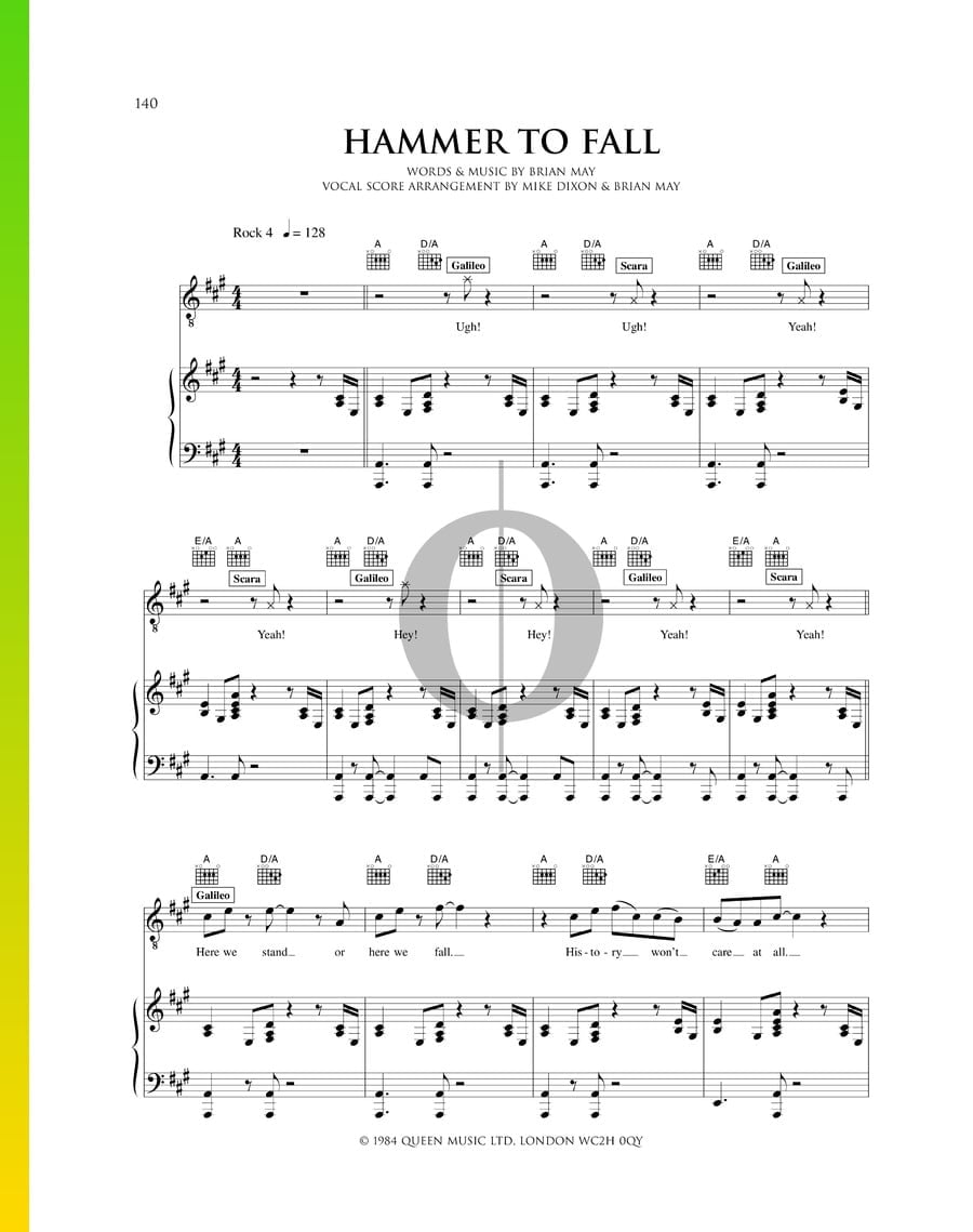 Hammer To Fall (Queen) Piano Sheet Music OKTAV