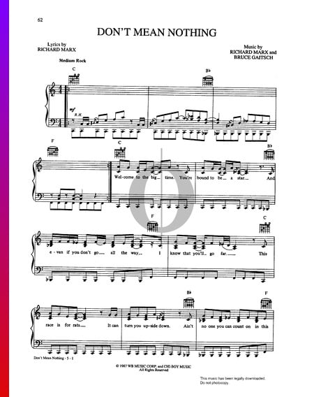 Don't Mean Nothing Musik-Noten