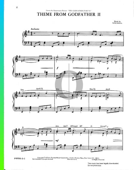 The Godfather Part II Theme Musik-Noten