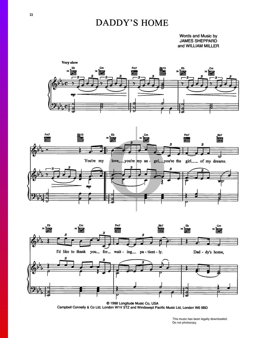 Daddy's Home Sheet Music (Piano, Voice, Guitar) OKTAV