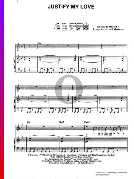 Justify My Love Sheet Music