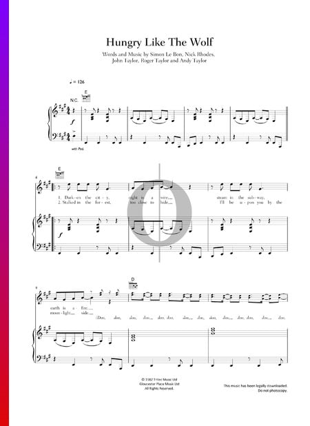 Hungry Like The Wolf Sheet Music